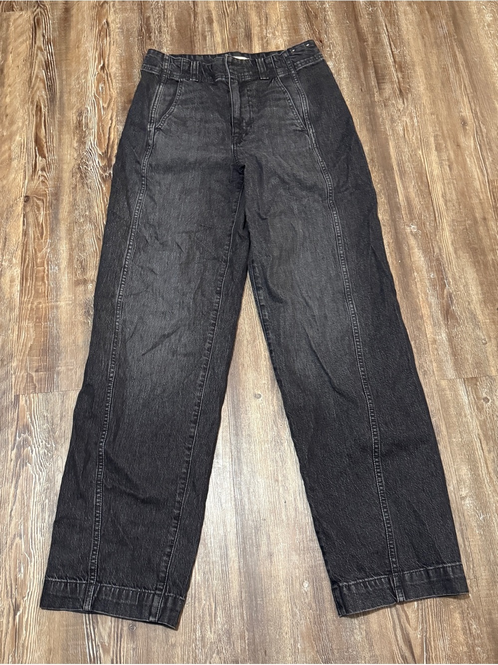 Madewell Tapered Denim Trousers Women's 26 Front Seam High Rise Baggy Denim